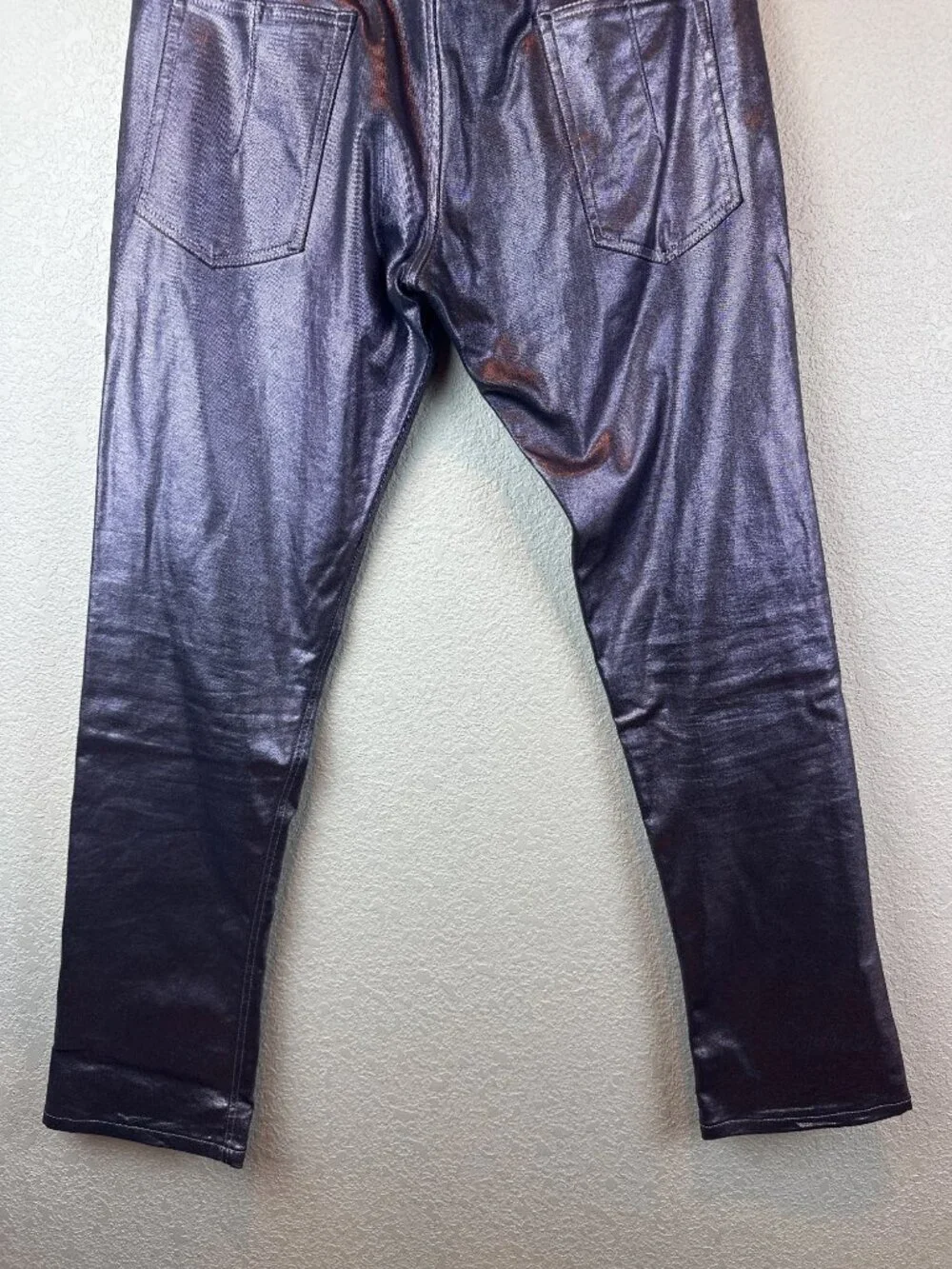 Alexander Digenova Metallic Coated Mens 32 Purple Iridescent Straight Pants
